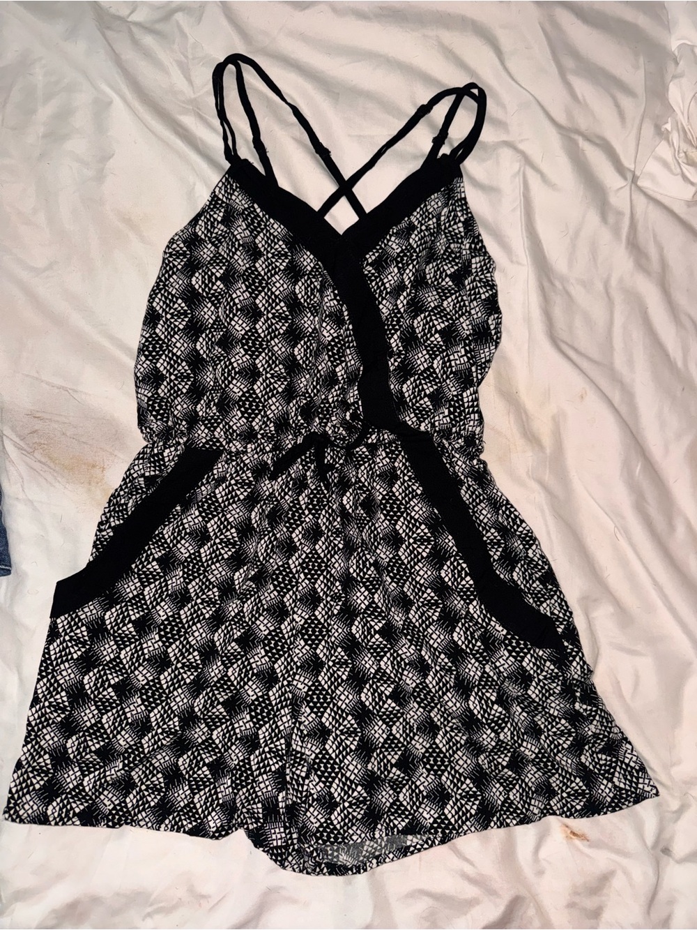 Xhilaration Black & White Patterned Romper
